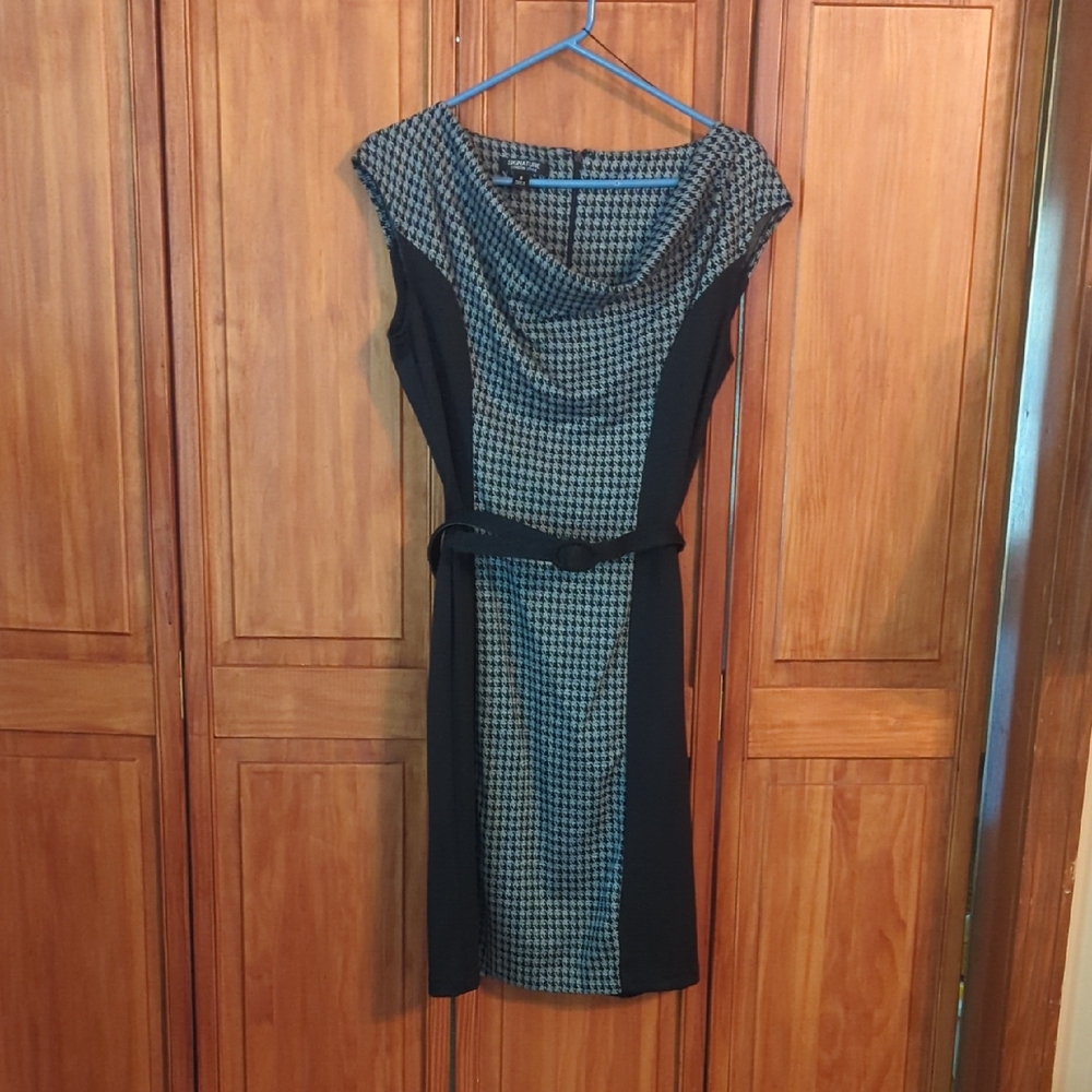Signature Black and Gray Patterned Midi Dress